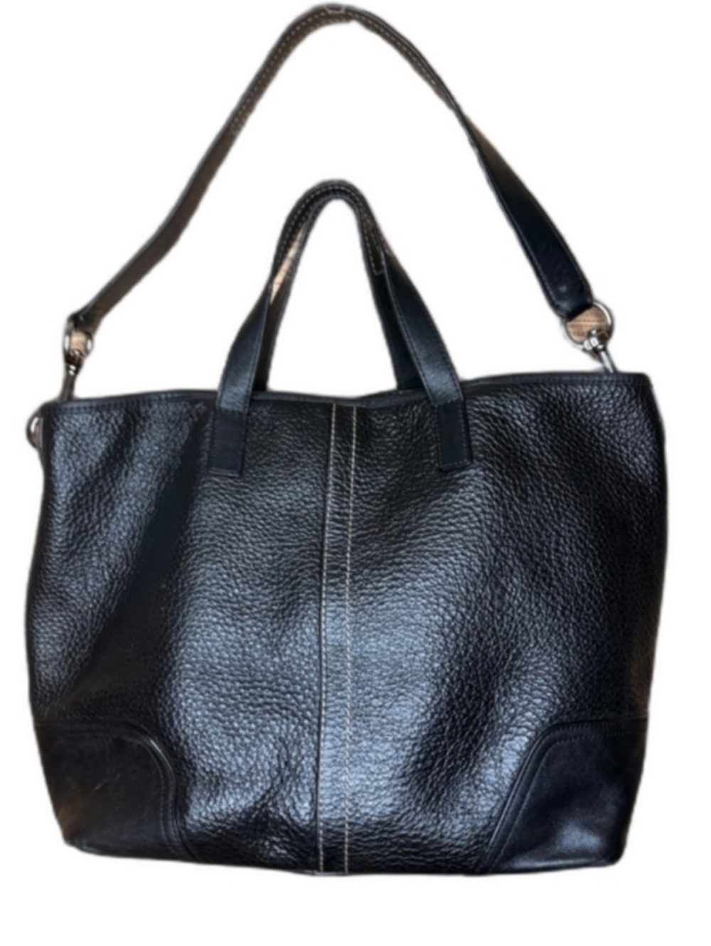 Coach Peppled Leather Hadley Black Leather Tote Bag - Picture 3 of 14